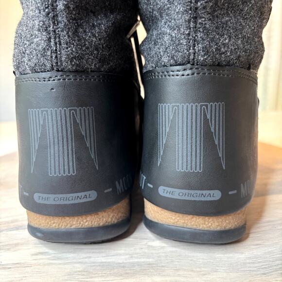 Vintage Moon Boot Icon Lace-Up Snow Winter Ski Boots EU 41 US 8.5 Black Nylon - Picture 8 of 12